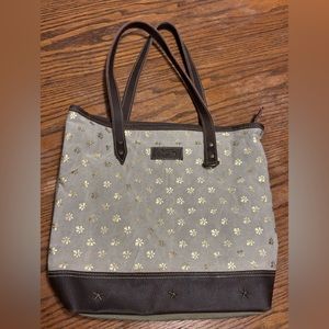Sixtease leather and canvas tote